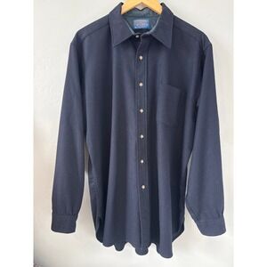 1970's Pendleton Wool Trail Shirt Men's XL Navy Blue Long Sleeve Button Up EUC